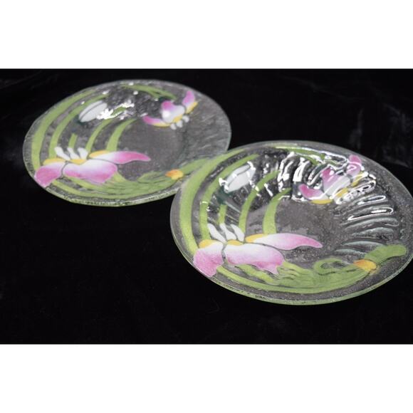 Vintage Syden-Stricker 2 Piece Handcrafted Fused Glass Plate Set Signed by Syden - Picture 1 of 8